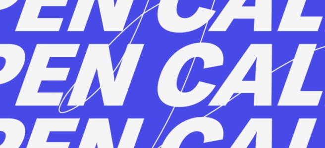 A graphic header with the words Open Call repeated