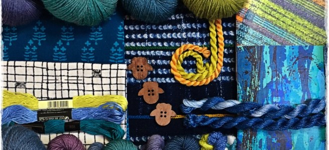 Skeins of wool and pieces of fabric