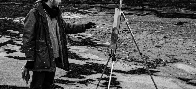 Luke painting outdoors by Jim Donnely