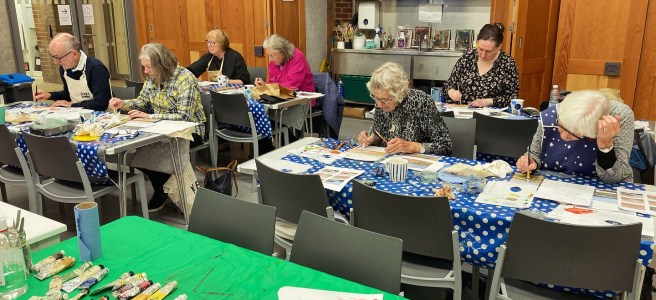 Friends of the Hatton, hard at work during a painting workshop hosted by Lindsey McLaren