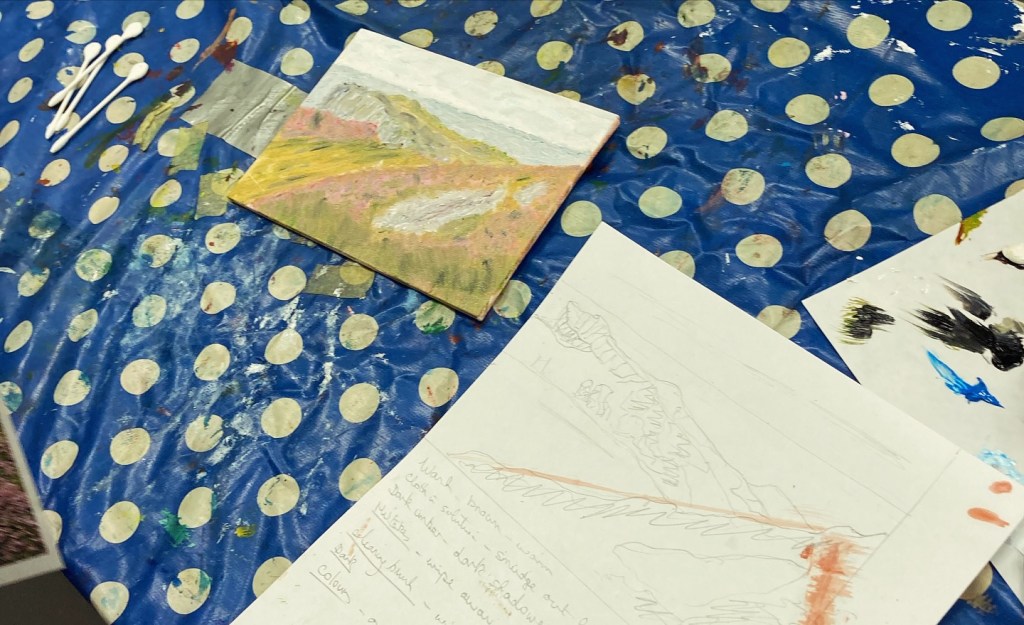 Work in progress, during an oil painting workshop hosted by Lindsey McLaren