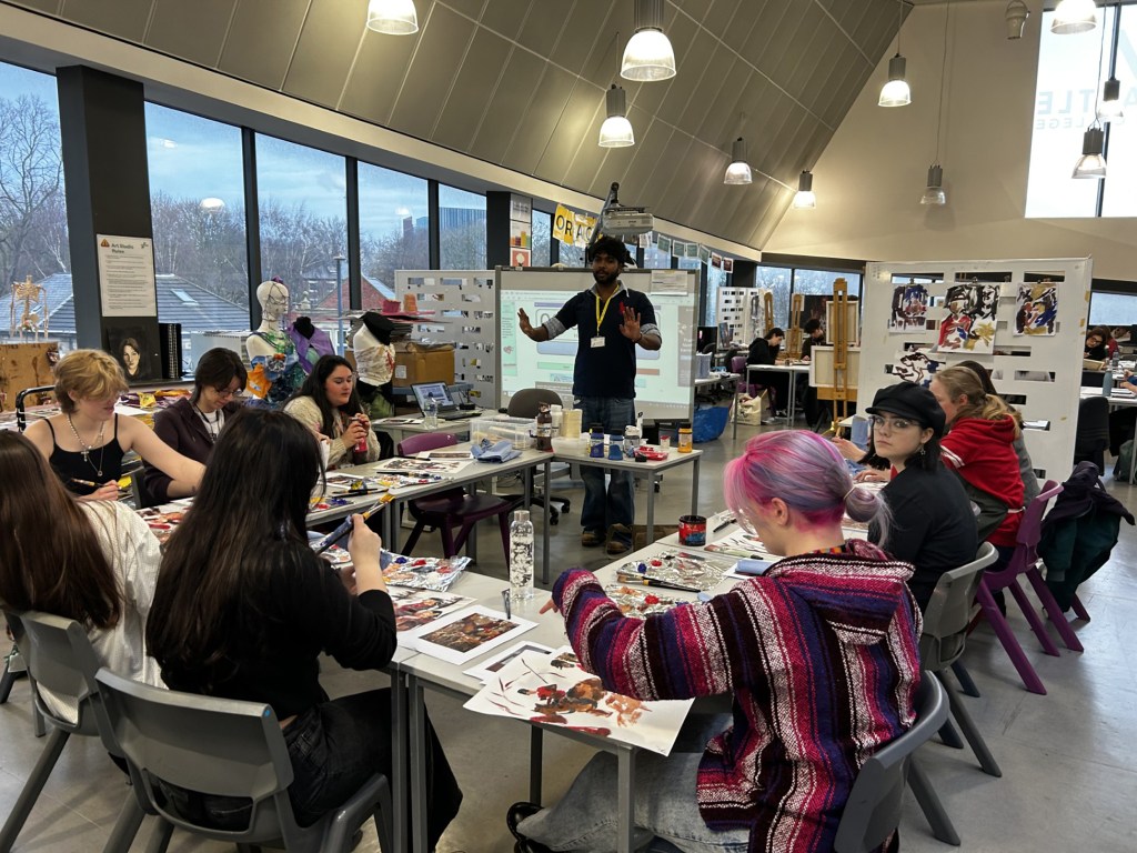 Lesson lead by Sandy Kiralawella, 3rd year Fine Art student