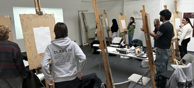 Lesson lead by Sandy Kiralawella, 3rd year Fine Art student