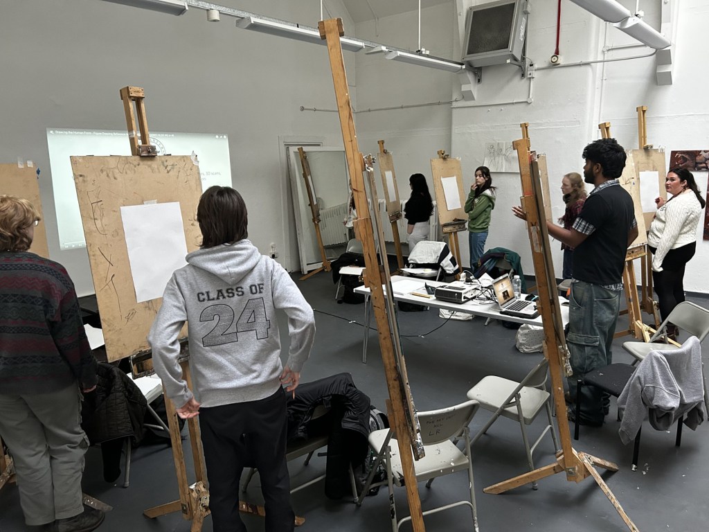 Lesson lead by Sandy Kiralawella, 3rd year Fine Art student