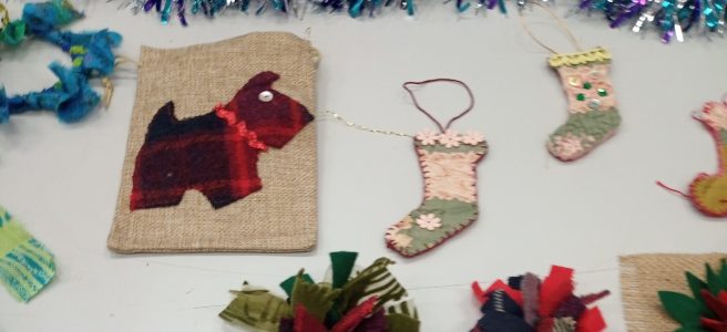 Items made at the Let’s have fun with fabrics workshop lead by Kath Price