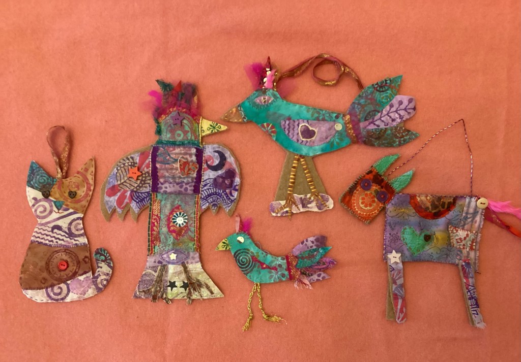 Scrappy Animals, 2023. Samples made as part of an Indian block printing course by Kath Price