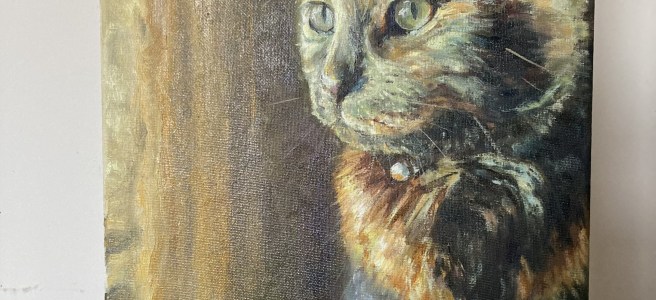 A Painting of a tabby cat by Lindsey McLaren