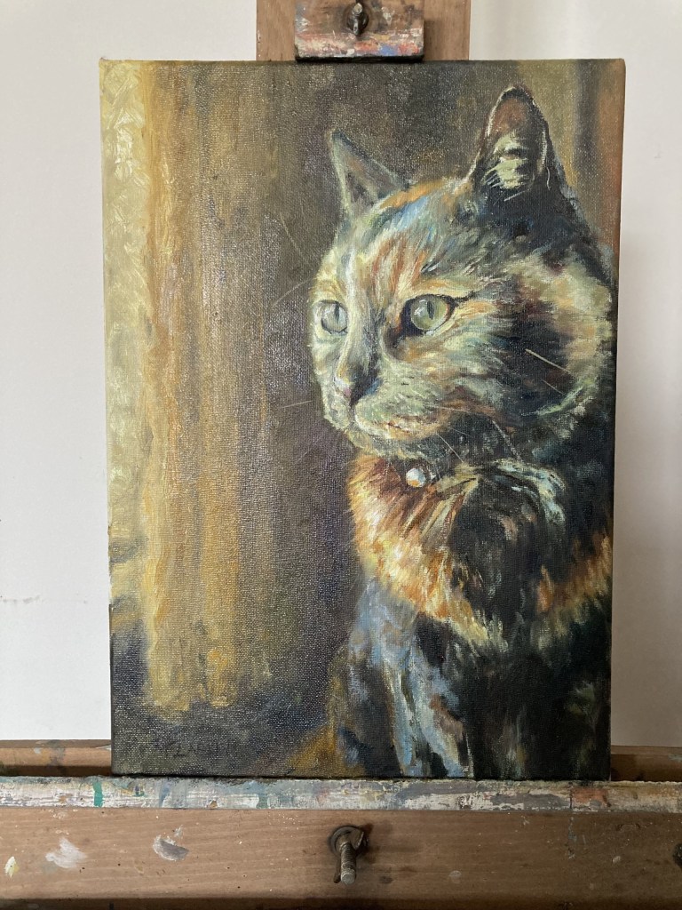 A painting of a tabby cat by Lindsey McLaren