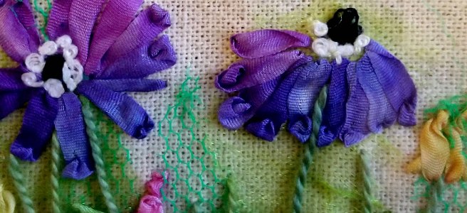 Ribbon embriodered flowers by Vivien Jackson