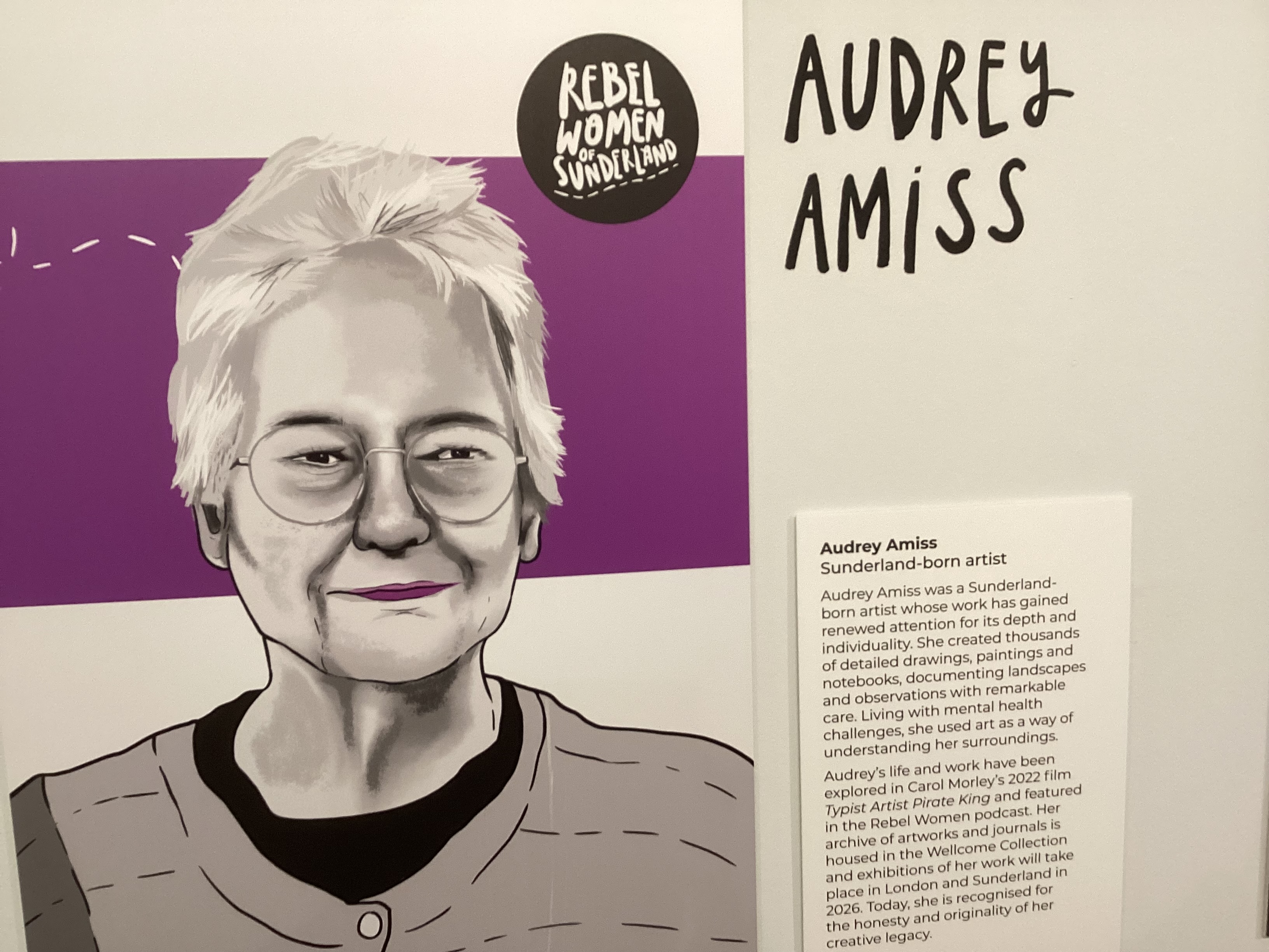 Audrey Amiss exhibit in the Rebel Women exhibition of Sunderland exhibition
