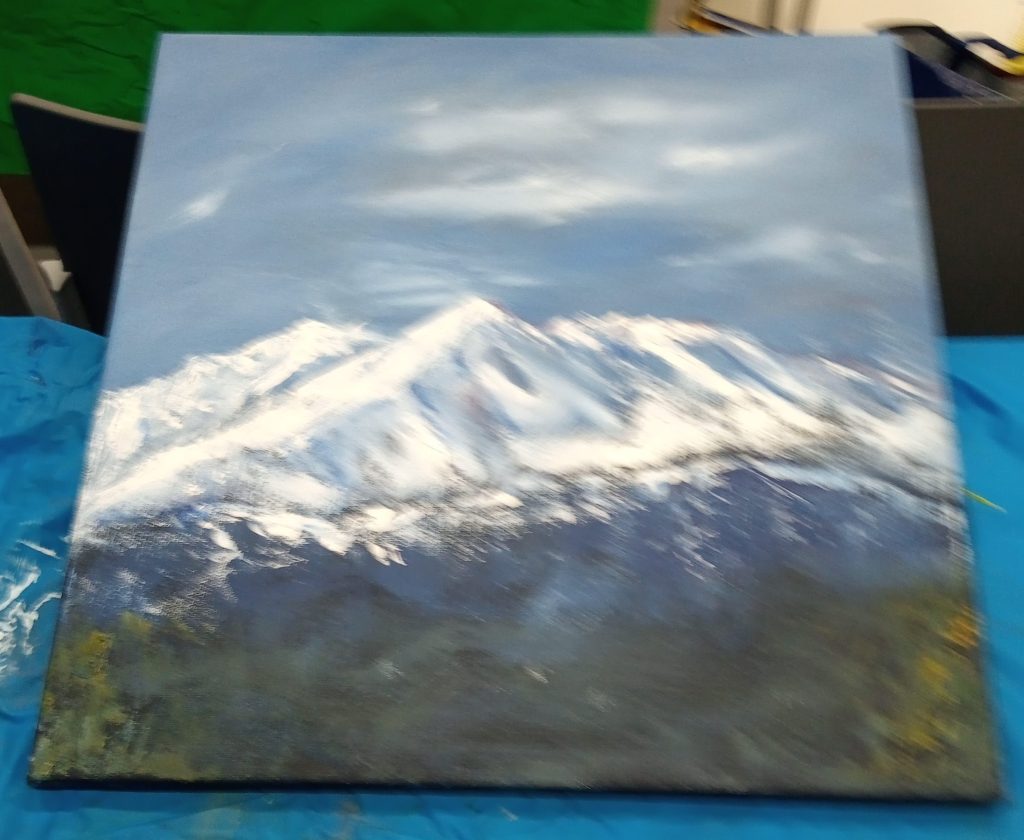 Work produced during our Mountain Landscapes in Water-Based Oil Paints workshop