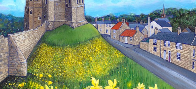 Warkworth - Spring - Daffodils art -print by joanne wishart