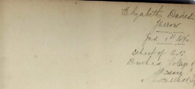 Elizabeth David’s handwritten name on the flyleaf of a book
