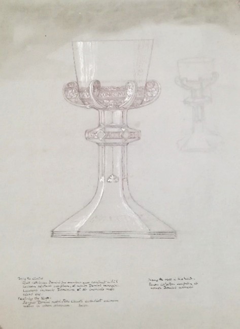 A design for a glass and metal chalice by George Hatton