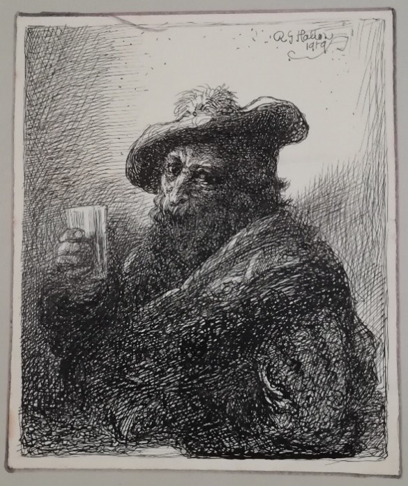 A picture of a man holding a glass by George Hatton