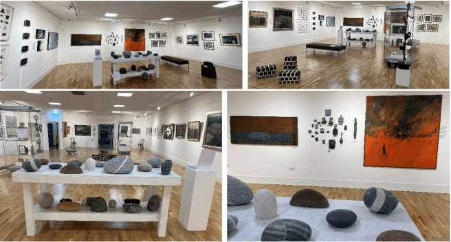 Interior showing exhibits at the Scottish Academy Bicentenary exhibition